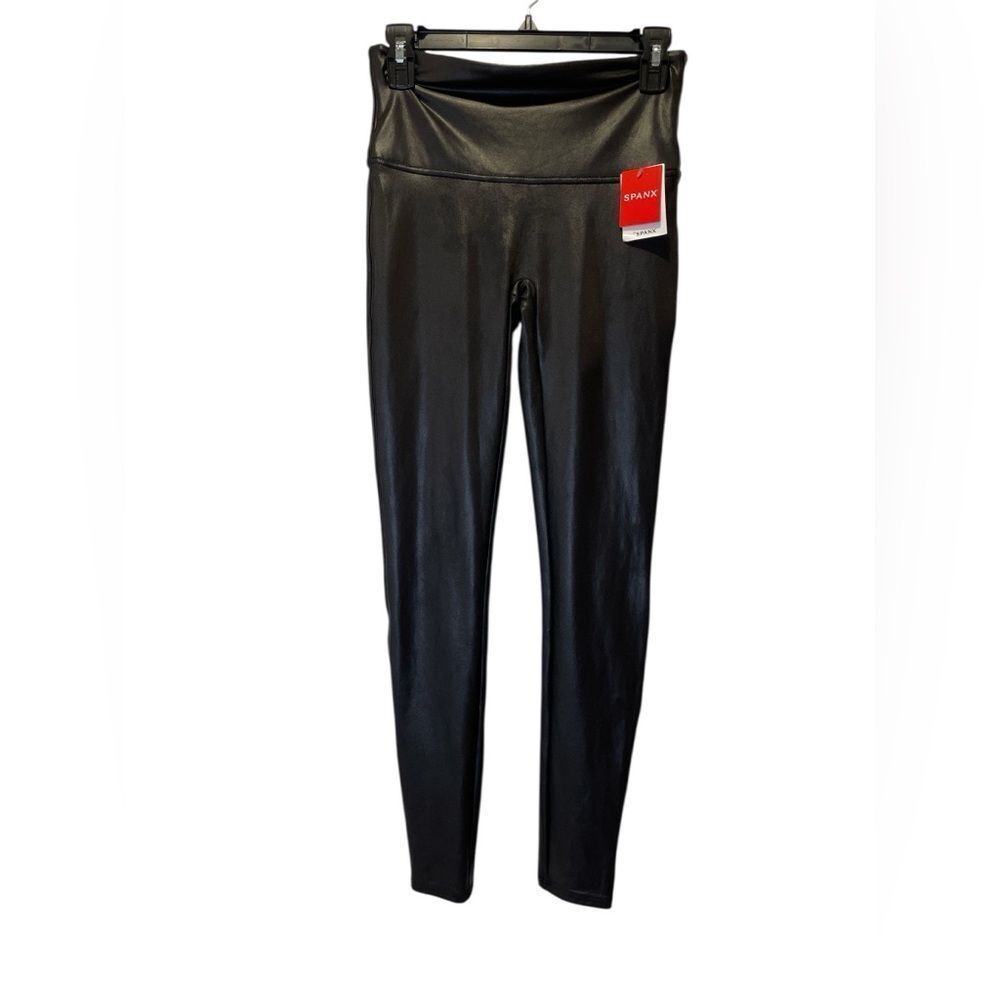 SPANX Faux Leather Black Leggings size L